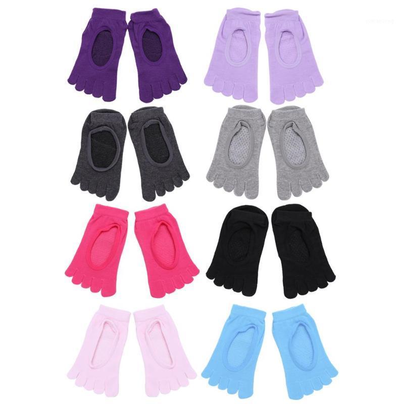 

Women Sports Yoga Socks Hot Selling Breathable Elasticity Solid Durable Backless Anti-Slip Cotton Fitness Five Toe Ankle Socks1, Light blue b