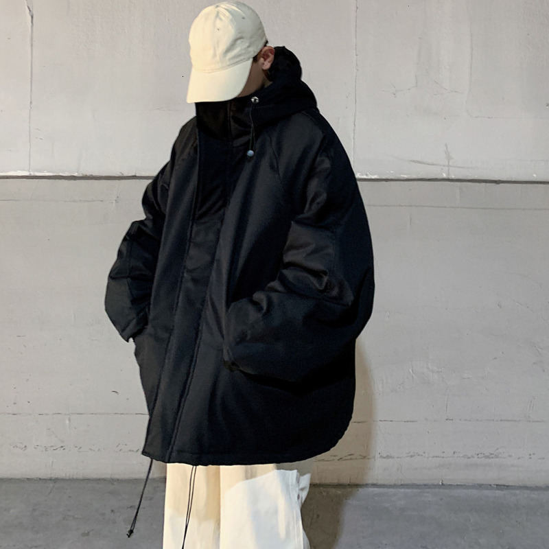 

Quilted 2021 Cotton Men's Clothing New Winter Pure Colour Dark Cotton-padded Dress Male Youth YDRA, Black