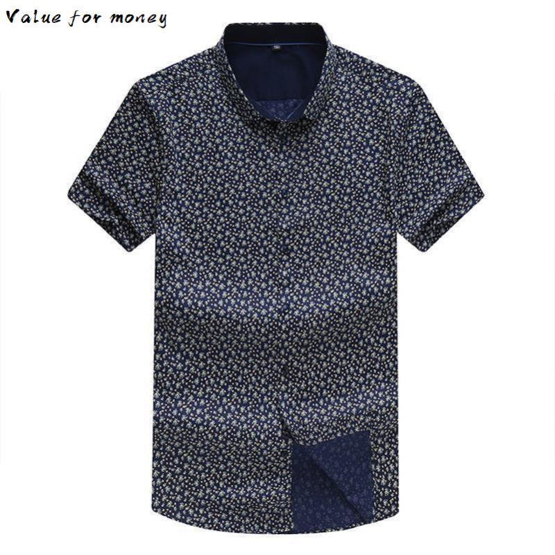 

size plus 8XL 7XL Men Fashion Loose Fit Casual Shirts Short Sleeve 100% Cotton Dress Shirts Patchwork Trendy style Male