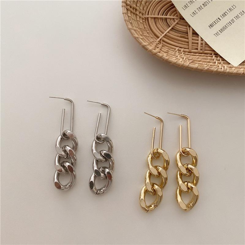 

2021 Japan Korea New Vintage Metal Chain Long Drop Earrings For Women Fashion Jewelry Vintage Pendientes Brincos