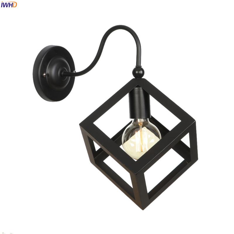 

IWHD RH Edison LED Wall Light Fixtures Black Iron Metal Vintage Loft Industrial Wall Lamp Sconce Lighting Wandlamp Lampara Pared