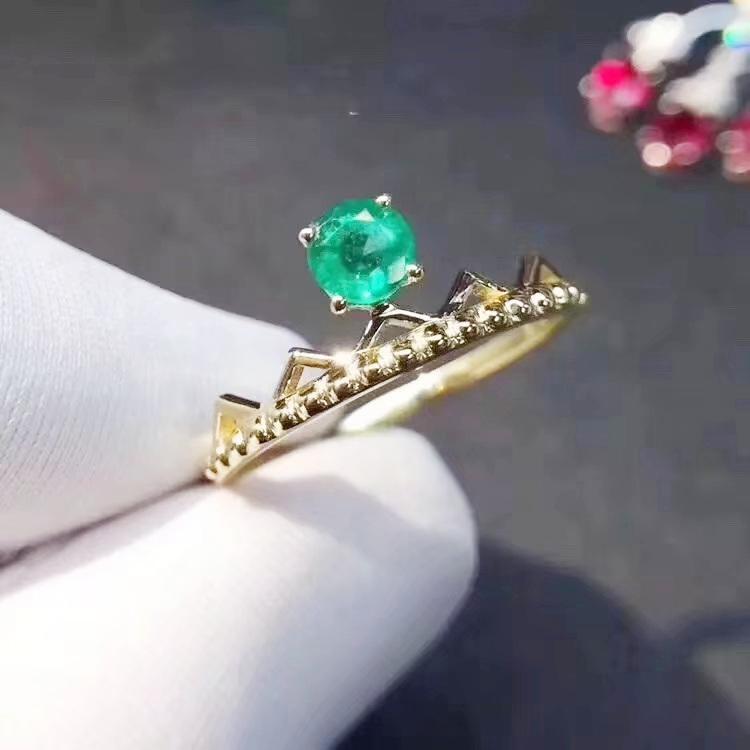 

Cluster Rings Natural Real Emerald Small Round Ring Per Jewelry 3*3mm 0.15ct Gemstone 925 Sterling Silver Fine J210312, Golden;silver