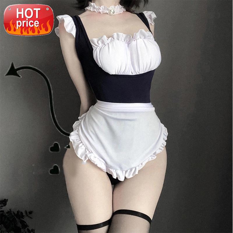 

Cute Maid Lingerie Anime Cow Cosplay Outfit Sexy Costumes Perspective Japanese Classical Erotic Role Play SM Porno Suit Women #7X0o, Black;white