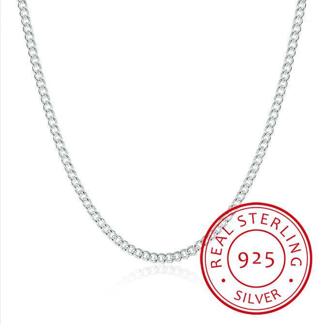 

Chains Women's 2mm Side Chain 925 Sterling Silver 16"18"20"22"24" Short Long Fit Charms Necklaces Colar De Pra