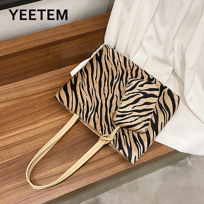 

Zebra Print Bag for Women 2020 New Fashion Tote Bag Small Crowd Design Class Large Capacity Composite Women, Zebra khaki