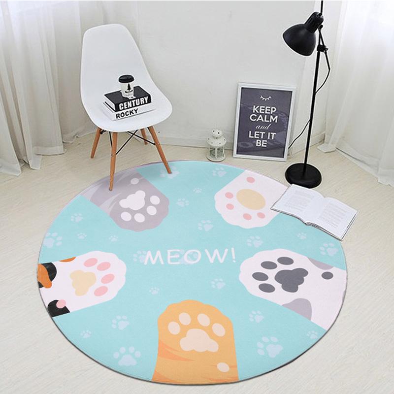 

Cat Claw Round Carpets For Living Room Cute Carpet Kids Room Computer Chair Area Rug Children Play Tent Floor Mat Home Rugs, Dt-2019