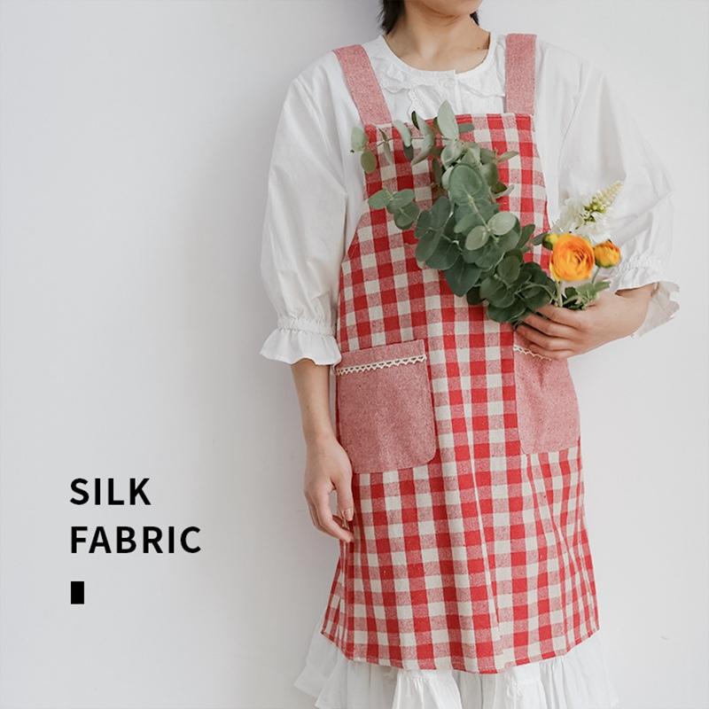 

Aprons Nordic Plaid Kitchen Florist Coffee Shop Working Apron Women Cooking Baking Restaurant Cleaning Tools Pinafore