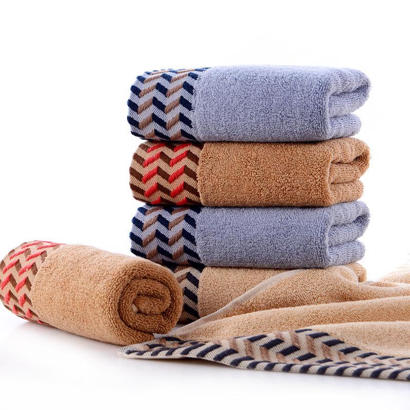 

Wavy water texture towel thickened 110g 32 ply cotton embroidered characters, Gray