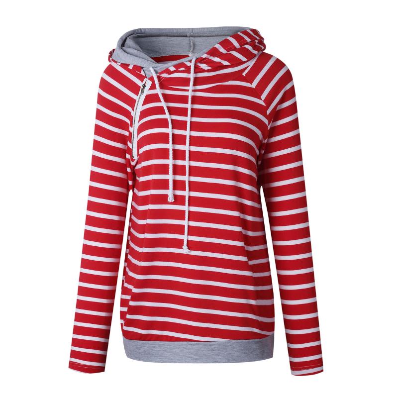 

2021 Women Hoodies Ladies Stripe Printed Sweatshirts Casual Cotton Streetwear Loose Plus Size Womens Hooded Tops 2020, Black