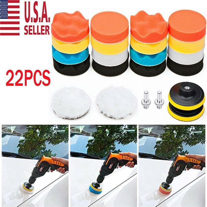 

22PCS Buffing Sponge Polishing Pad Wool Disc Polishing Pads Kit For Car Polisher Drill Adapter Wax Pad Sanding Waxing Kits1