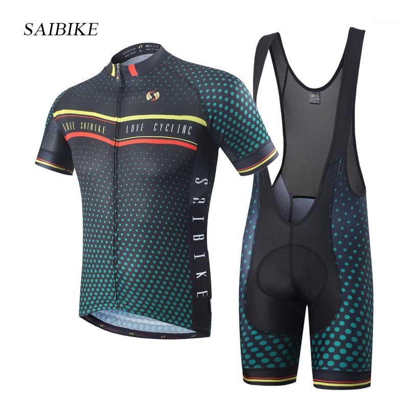 

saiBike Cycling Clothing/Cycling Jersey Sets With Bib shorts Men Bicycle Summer Short Sleeve Outdoor Bike Sportswear1, S1634 blue