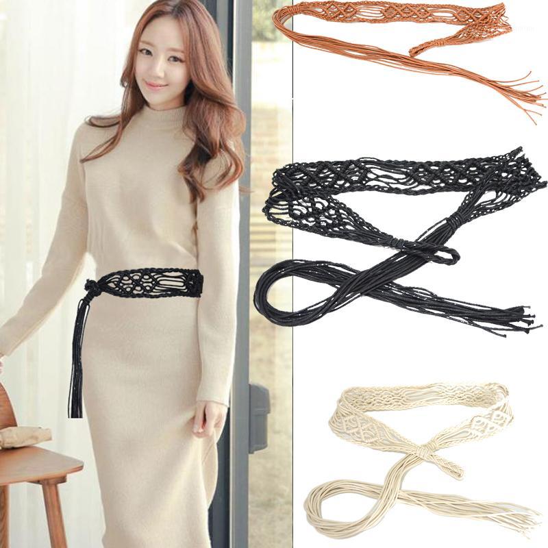 

Ladies Retro Handmade Hollow Braided Wax Rope 2020 New Fashion Striped Seal Decorative Style Waist Rope BG-15751, White