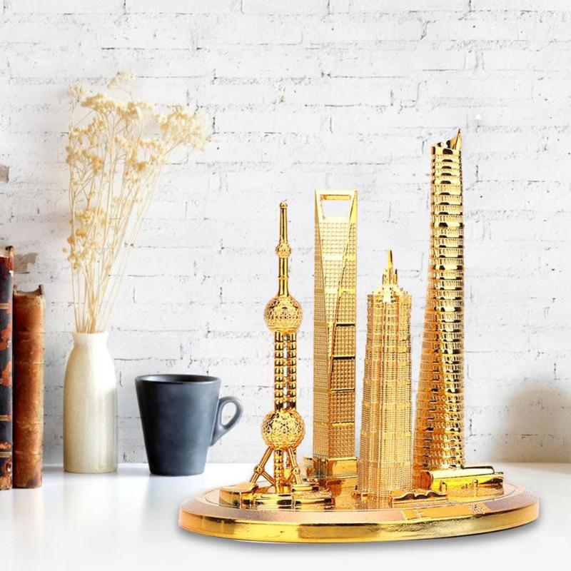 

Home Decor Crafts Metal Figurines Decoration Shanghai Building Collection Model Oriental Pearl Tower Global Financial Center