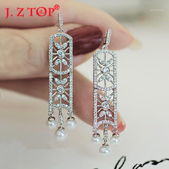 

New Arrival Full Crystal Rhinestone Hollow Shield Long Stud Earrings Fashion Fine Metal Imitation Pearl Tassel Earring Jewelry1