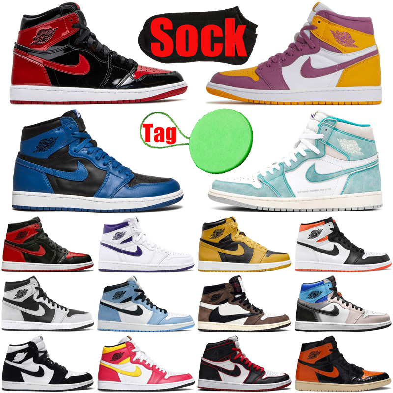 

With Sock Tag nike air jordan shoes retro 1 men women basketball jordan1s Bred Patent Brotherhood Dark Marina Blue Travis Scott trainers sneakers 36-47, #19 tokyo bio hack