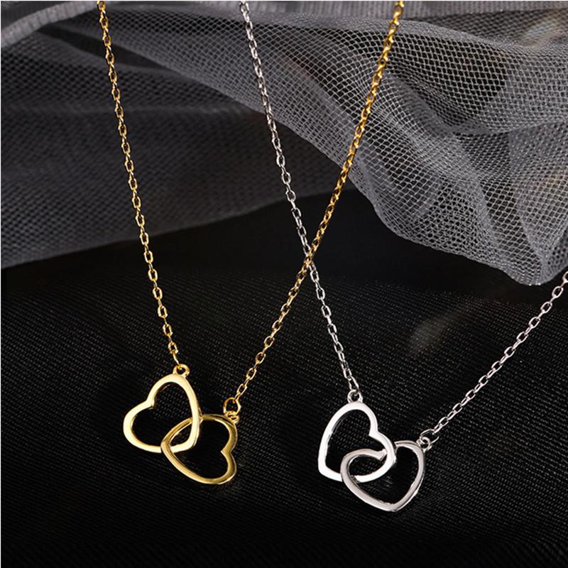 

2020 Hot Newlist Fashion Sexy Necklace For Woman New Love Double Heart-Shaped Connected Hollow Pendant Necklace Light Luxury