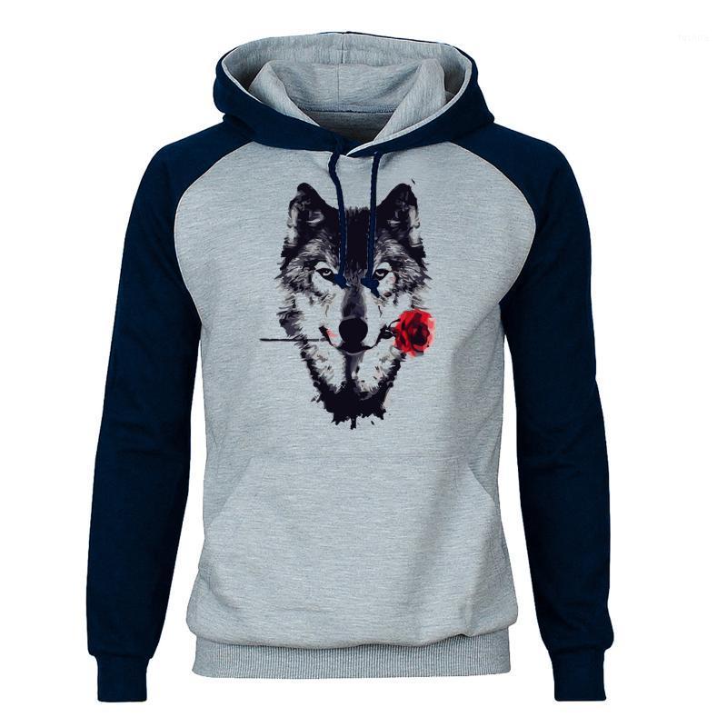 

Wolf Rose Hoodies Men Animal Raglan Hooded Sweatshirts Hoodie Sweatshirt 2020 Winter Autumn Fleece Warm Cool Sportswear Mens1, Navy blue gray 6