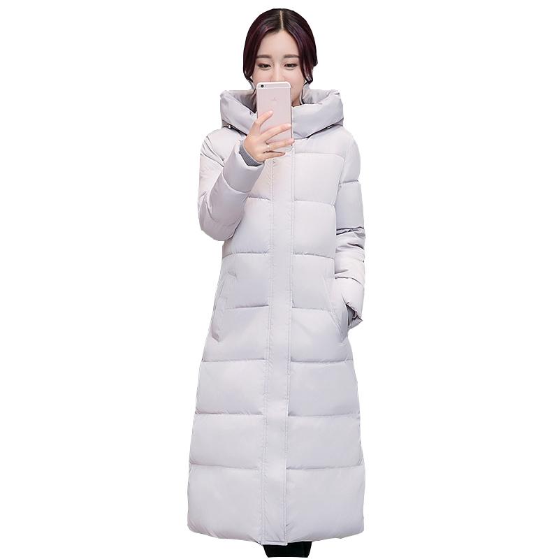 

Long down jacket woman winter jacket Female Korean medium long plus size down overcoat ladies thick hooded parka coat, Gray