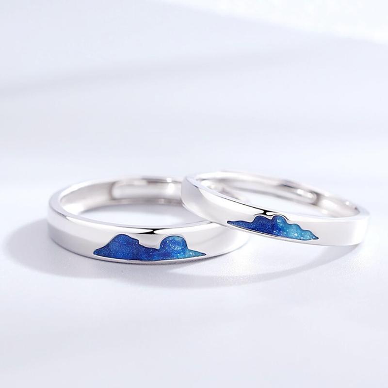 

Sole Memory Star Sea Clouds Creative Couple Romantic Sweet 925 Sterling Silver Female Resizable Opening Rings SRI421