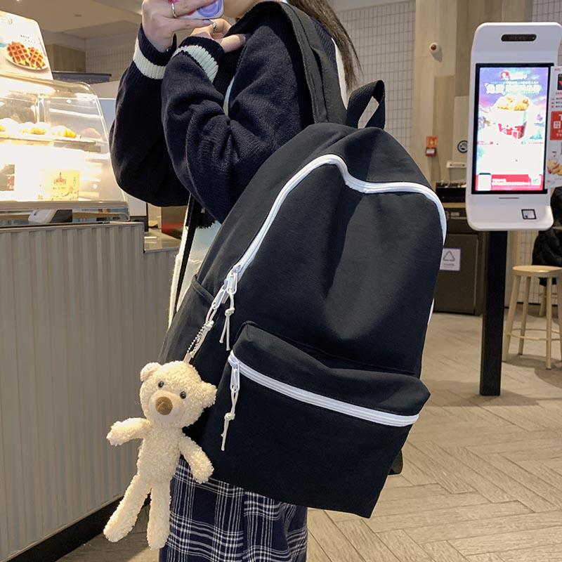 

HOCODO Backpack Female Student Backpacks New Fashion Women's Backpack Large Capacity Canvas Ladies Travel Bag, Black