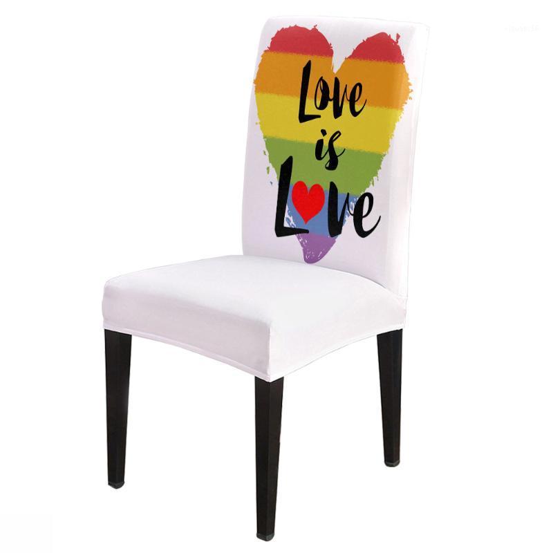 

Lgbt Pride Rainbow Love Dining Chair Cover Spandex Elastic Print Slipcovers Furniture Cover Kitchen Wedding Supplies1