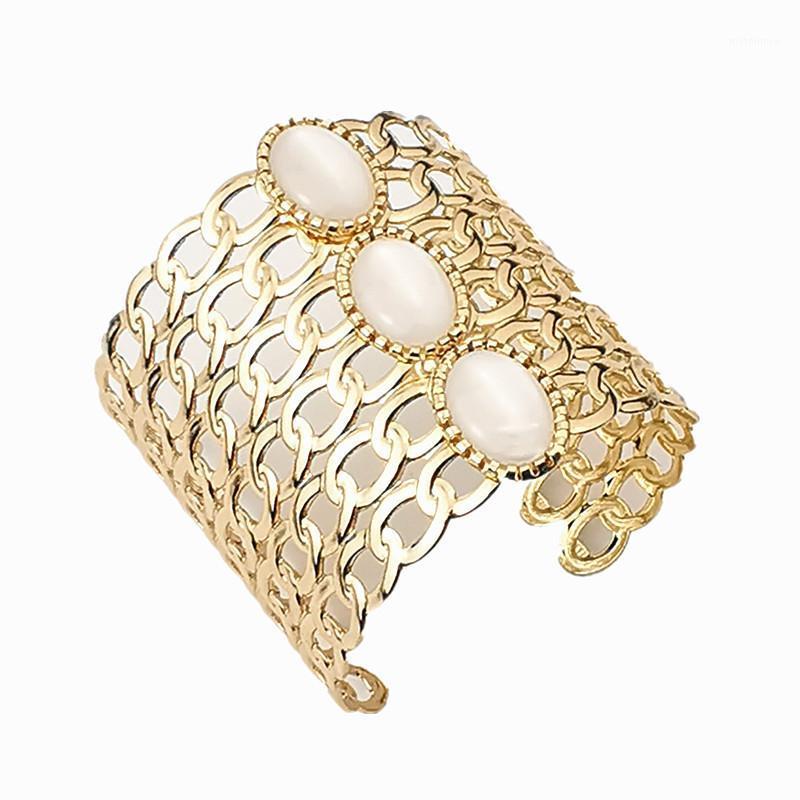 

Big Crystal Punk Cuff Bracelets & Bangles for Women Gold Color Pulseira Feminina Fashion Jewelry Carving Bracelet Mujer Bijoux1