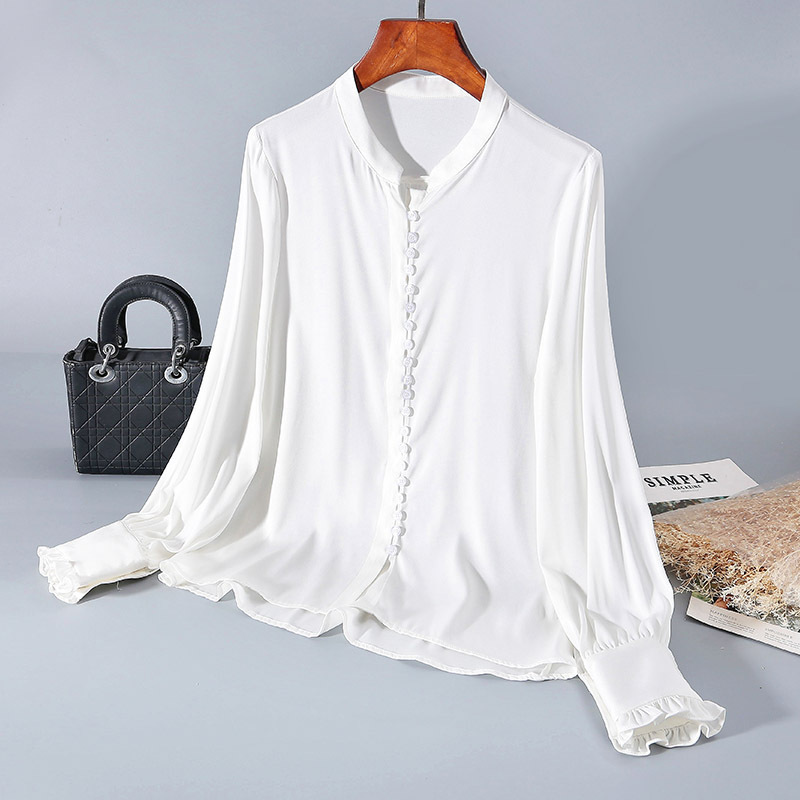 

2020 Low New to Color Shirt Femininity Silk Cardigan Fashions Early Spring Boutique Women's Clothing Upxk, Black