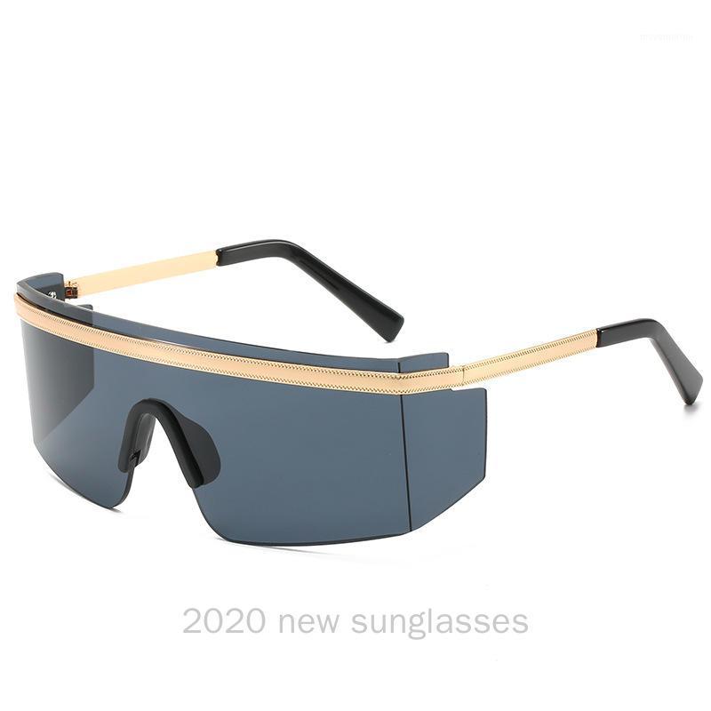 

huge one piece goggle sunglasses men rimless metal shield oversized sun glasses female male windproof uv400 summer NX1