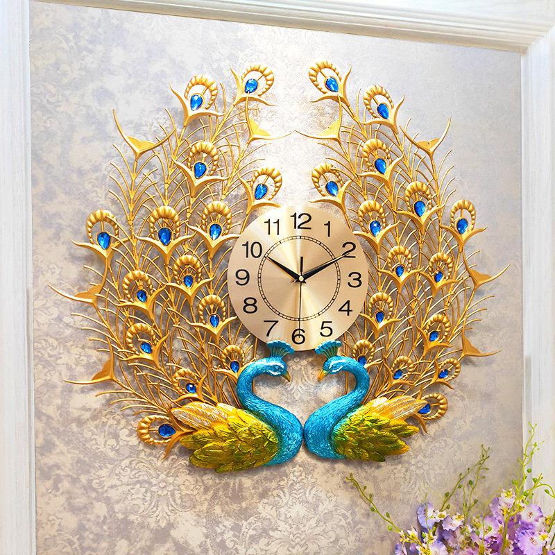 

Double Peacock Wall Clock Home Digital Wall Watch Living Room Bedroom Silent Clock Decorative Modern Design Clocks