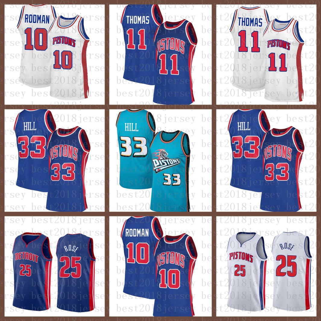 

2021 New Basketball Jersey DetroitPiston Mens Grant 33 Hill Mesh Retro Dennis 10 Rodman Isiah 11 Thomas Derrick 25 Rose Orange, Black;red
