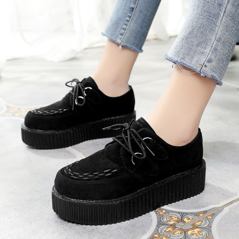 ladies black platform shoes