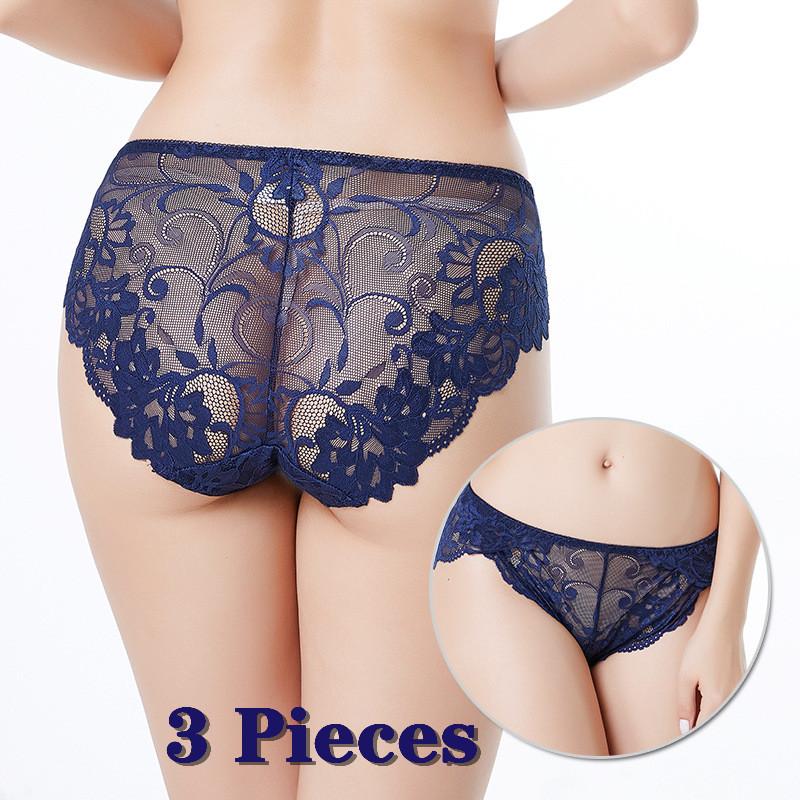 

3pcs/lot Women's Panties Sexy Lace Briefs for Woman Plus Size Lingerie Women Underwear Overweight Panties Comfort Free Shipping, Blackbeigewhite