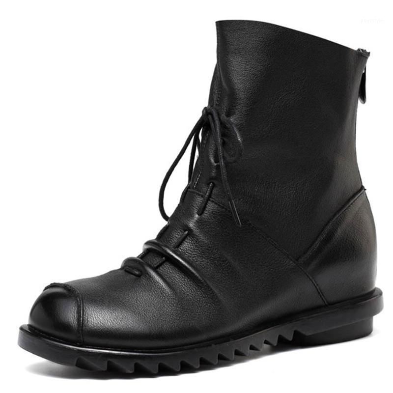 

Soft non-slip soles women increased within the new cowhide leather boots girl winter boots female & # 39; S warm fashion1, Black