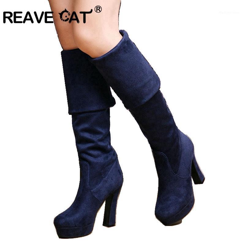 

REAVE CAT Hot Sale Over Knee Women Boots Spring High Heels Platform Shoes Woman Thigh High Boots female botas mujer bottineA10371, Black
