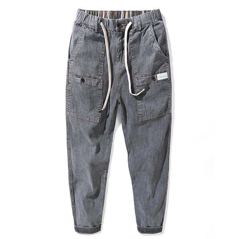 

Men plus size loose stretch harem denim jeans trendy brand nine-point pants work clothes jeans dropship loose young, Ax3055