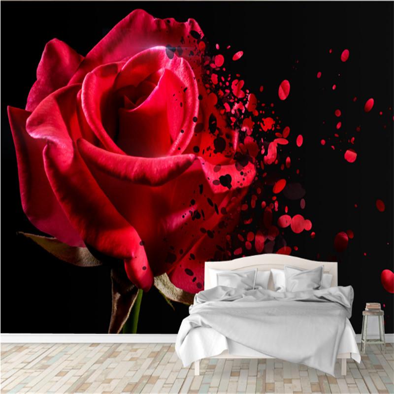 

large custom murals wallpaper 3D modern photo romantic red rose living room bedroom TV background wall paper home decoration, As pic