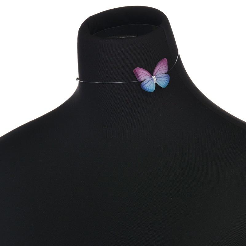 

NEW nova elegante de cristal colorido 3d borboleta gargantilhas colar invisível linha peixe seda colares para o presente femini