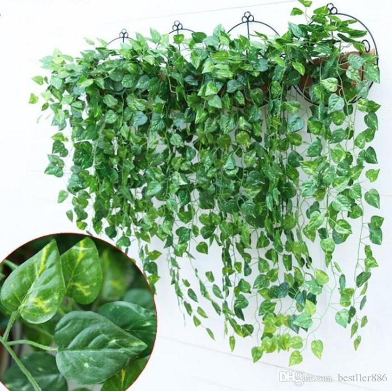 

Hot Selling Artificial Vines Leaf Garland Silk Wisteria Vines Fake Foliage Flowers Home Decor Garden Wedding Decoration1, Green