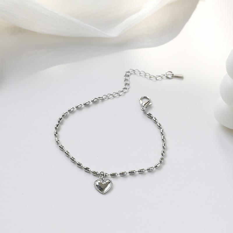 

Alloy Metal Love Heart Beads Dangle Link Charm Bracelets Womens Girls Jewellery Ladies Fashion Cute Costume Jewellery