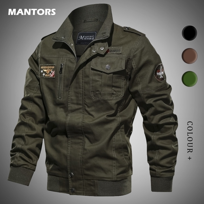 

Spring Stand Collar Jackets Men' Casual Flight Jacket Brand Men Military Bomber Jacket Plus Size Cotton Coats Windbreakers 201119, Mg9962 black