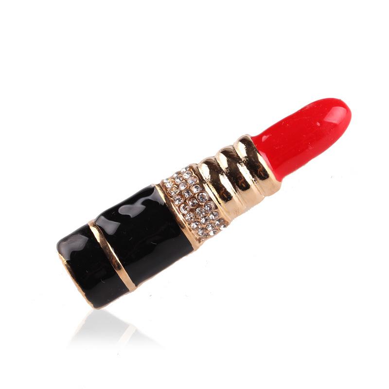 

Pins, Brooches Fashion Brand Design Rhinestone Red Lip Brooch Lipstick Wedding Costume Party For Woman Jewelry