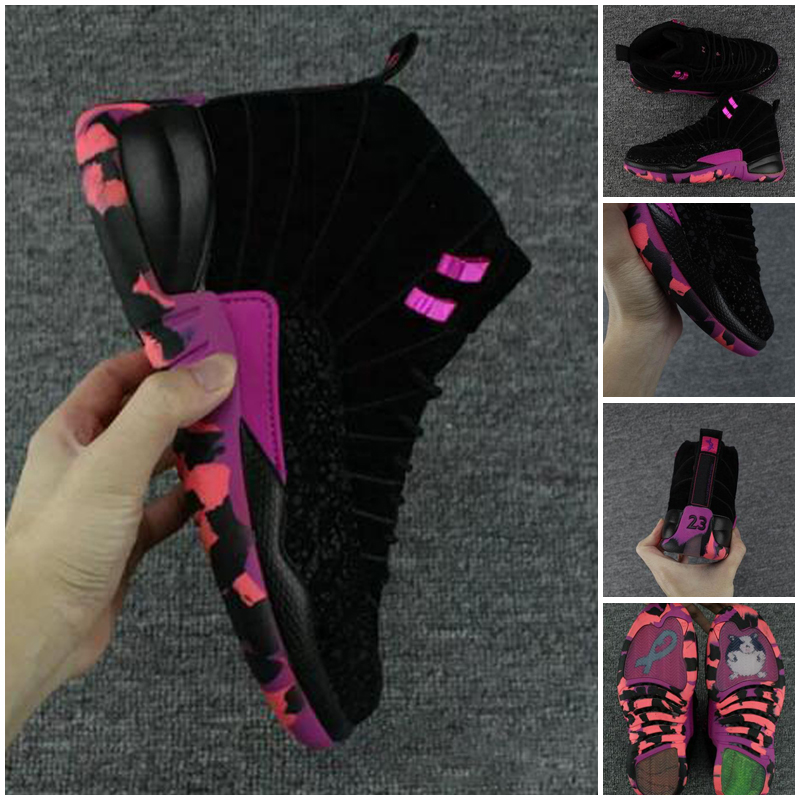 

Good Quality 12s 12 Doernbecher Freestyle Men Outdoor Shoes Sneakers DB Carissa Hyper Violet Black Purple Sport Trainer size 40-47, As photo 2