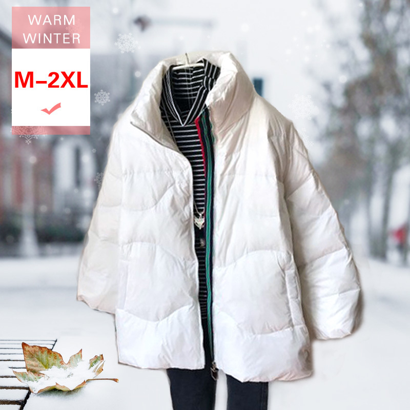 

Autumn Winter Women Soft Short White Duck Down Jacket Female Stand Collar Larger Size Casual Warm Feather Coat Windproof Outwear 201103, Red
