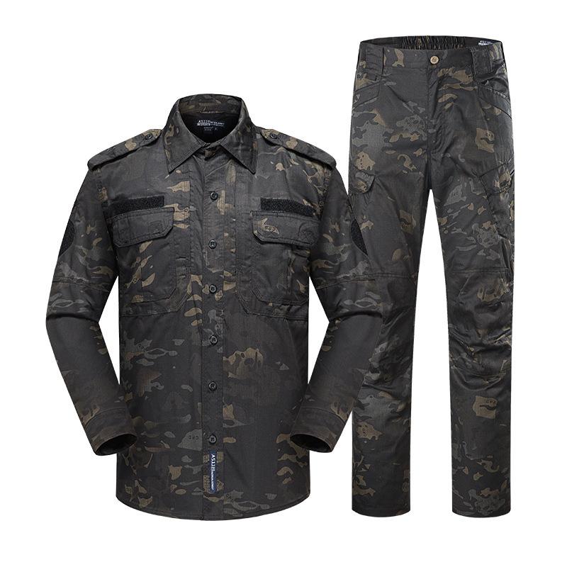 

Camouflage Tactical Uniform Army BDU Combat Shirt Pants Suit Multicam Working Training Clothes Hunting Clothing Set, Black