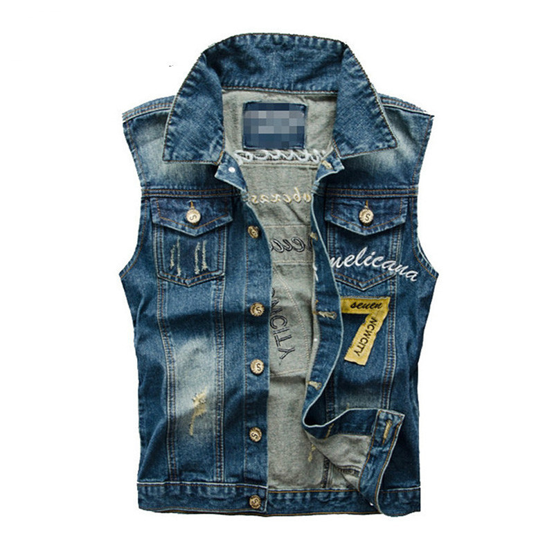 

2021 New Hip Hop Bored Letter Denim Cowboy Men's Jeans Colete Size 5xl Q7SY, Dark blue