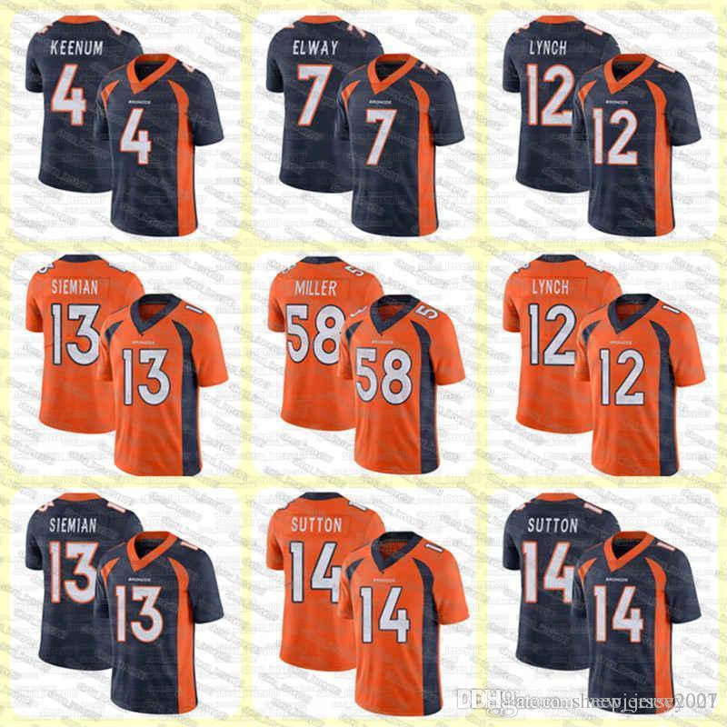 

58 Von Miller Denver Custom Men Women Kids Broncos Football Jerseys 10 Jerry Jeudy 30 Phillip Lindsay 3 Drew Lock 55 Chubb 14 Sutton, Custom youth(yema)