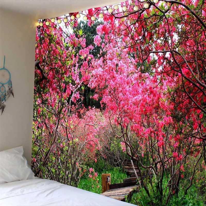 

High Quality 100% Polyester Peach blossom Wall Tapestry wall hanging Bedspread Beach Towel Backdrop Home Room Art Dropship1