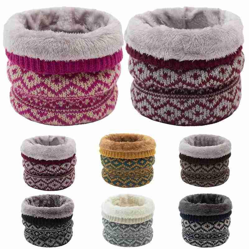 

Winter Knitted Ring Scarf For Winter Unisex Thick Elastic High Quality Comfortable Print Knit Cashmere Neck Scarves Neckerchief