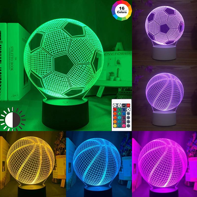 

New Hot 3D Illusion Night Lamp Basketball Ball Colorful Acrylic Nightlight Touches Control Room Decor Gift Bedroom Night SMR88