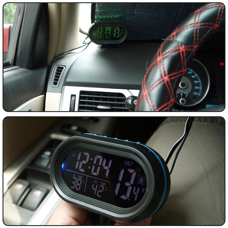 

Multifunctional Car Clock with Temperature Voltage Display Backlight Display